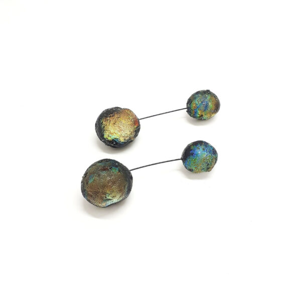 Boucles d'oreilles Météorites doubles Noir irisé – Image 3