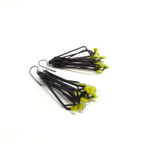 Boucles d'oreilles Filp Noir et vert anis