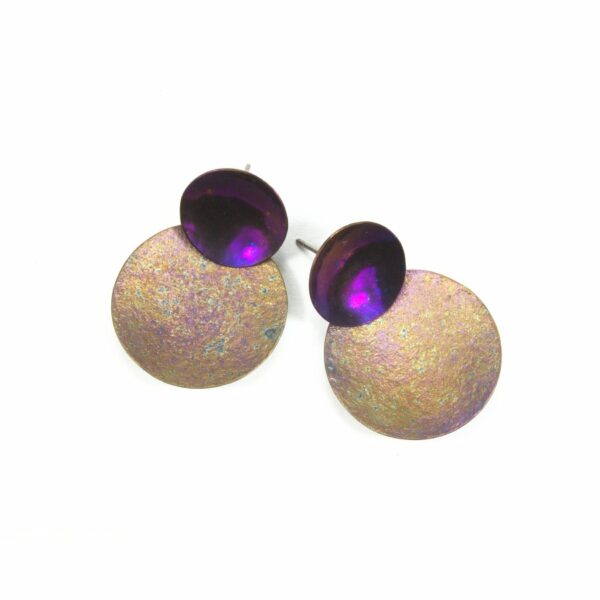 Boucles d'oreilles Double Dots - Violet et mordoré